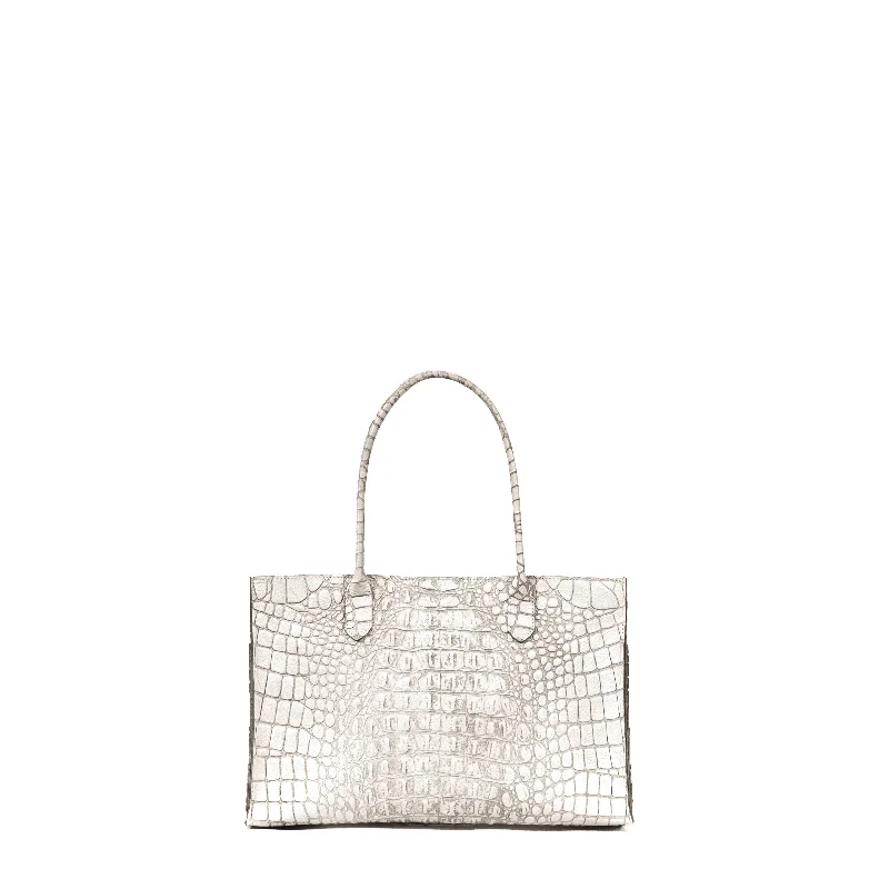 HARBOR TOTE WHITE MIST EMBOSSED CROC