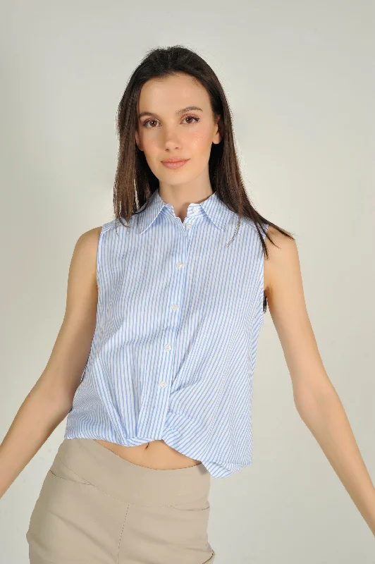 Blouse courte rayée sans manches - LAURENA-SS - (E-A4)