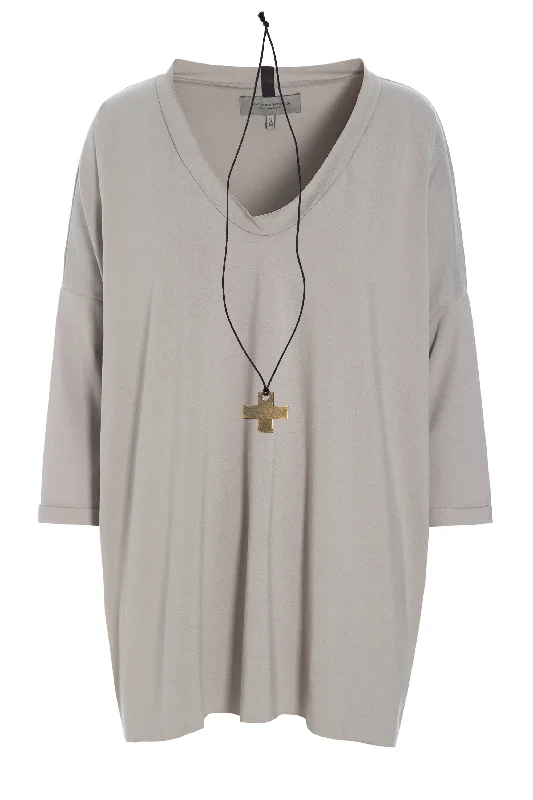 BLOUSE W/NECKLACE - 96083 - SAND