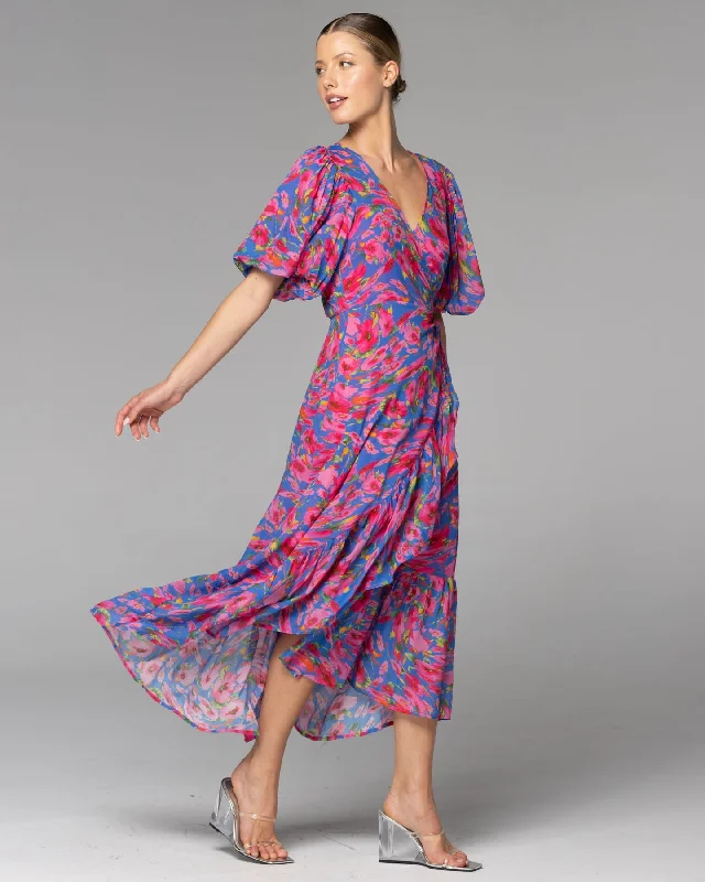 Fate Take Me Out Wrap Midi Dress Warp Floral