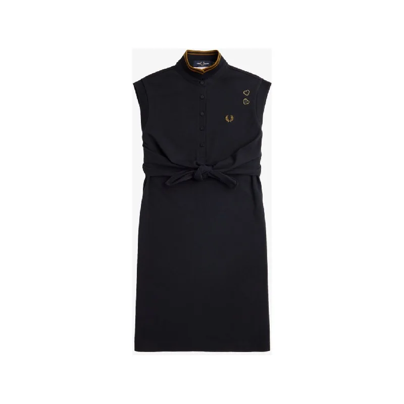 Fred Perry X Amy Winehouse - Women’s SD7114 Black Tie-Front Pique - Dress