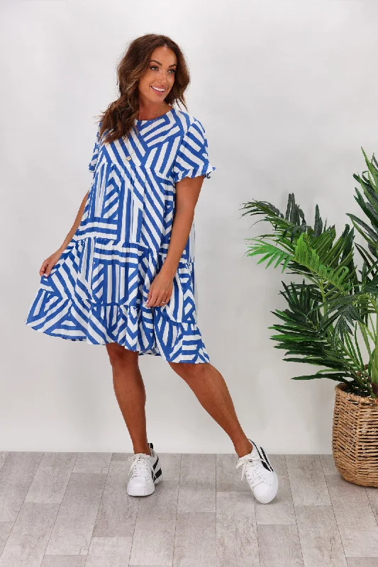 Joop & Gypsy Santorini Candance Stripe Dress Blue White