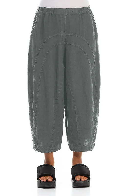 Loose Back Pockets Sage Linen Trousers