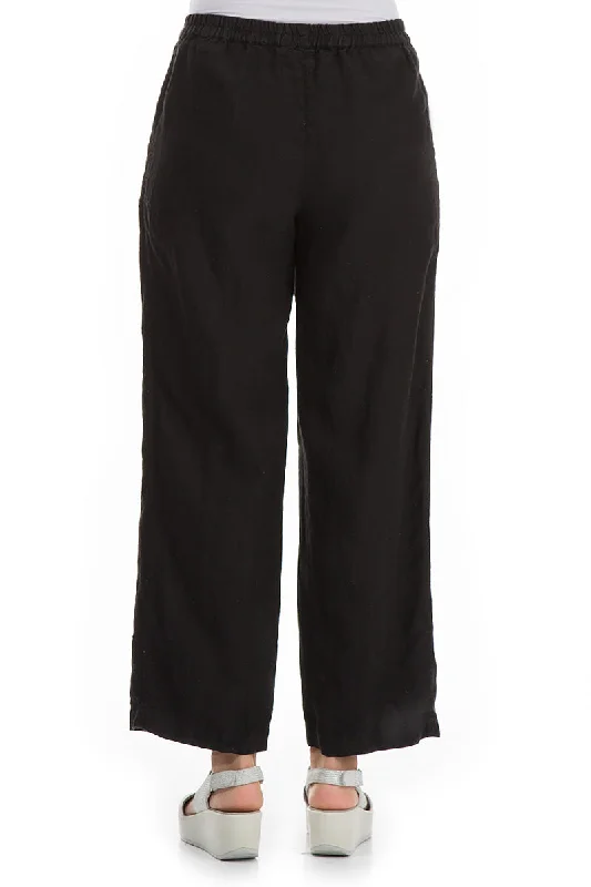 Minimalist Black Linen Trousers