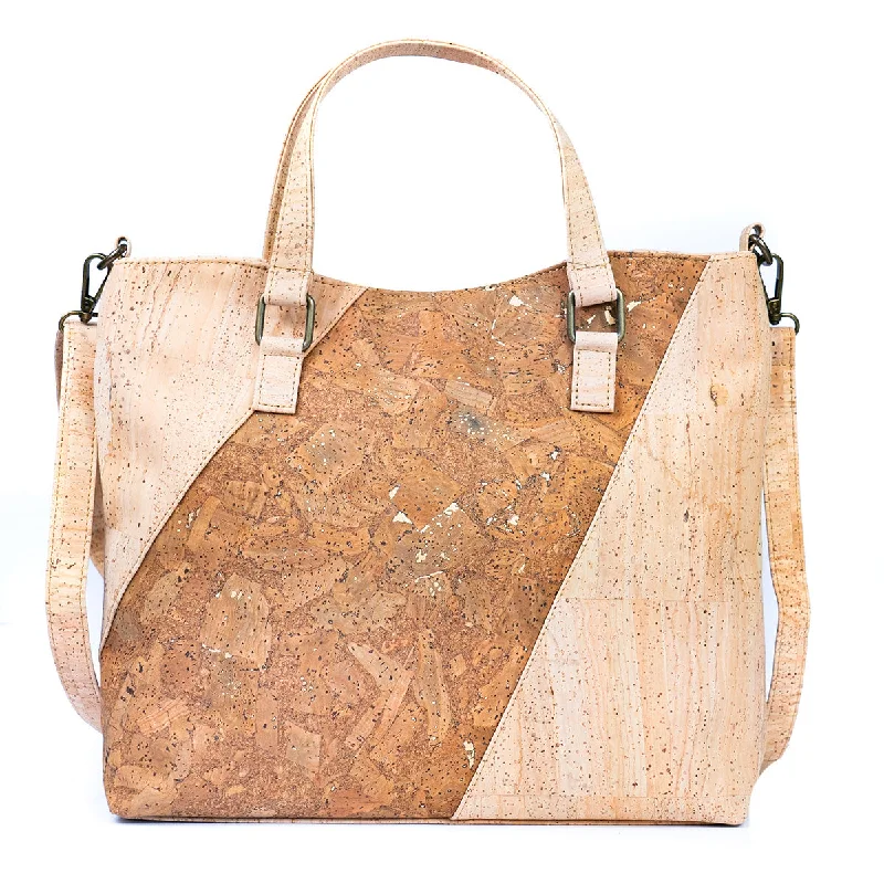 Natural Cork and Tobacco Brown Accent Women's Tote Bag - BAGP-273-A