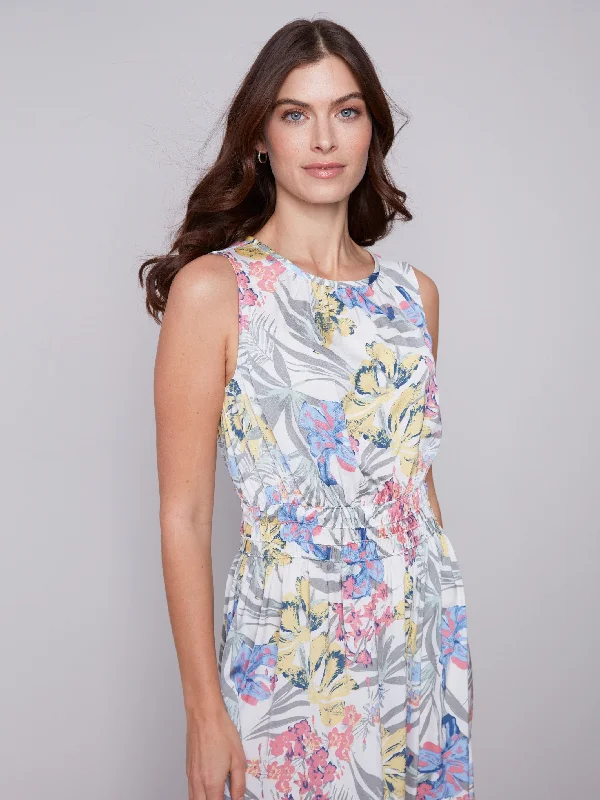 Sleeveless Printed Flowy Dress - Hawaii