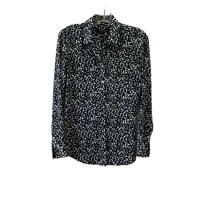 Blouse Long Sleeve By Banana Republic In Black & White, Size: Xs