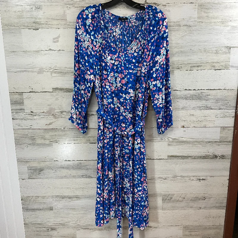 Dress Casual Midi By Talbots In Blue & Pink, Size: Xl