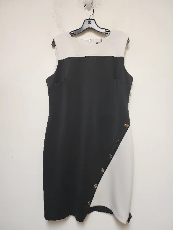 Dress Casual Midi By Tommy Hilfiger In Black & White, Size: Xl