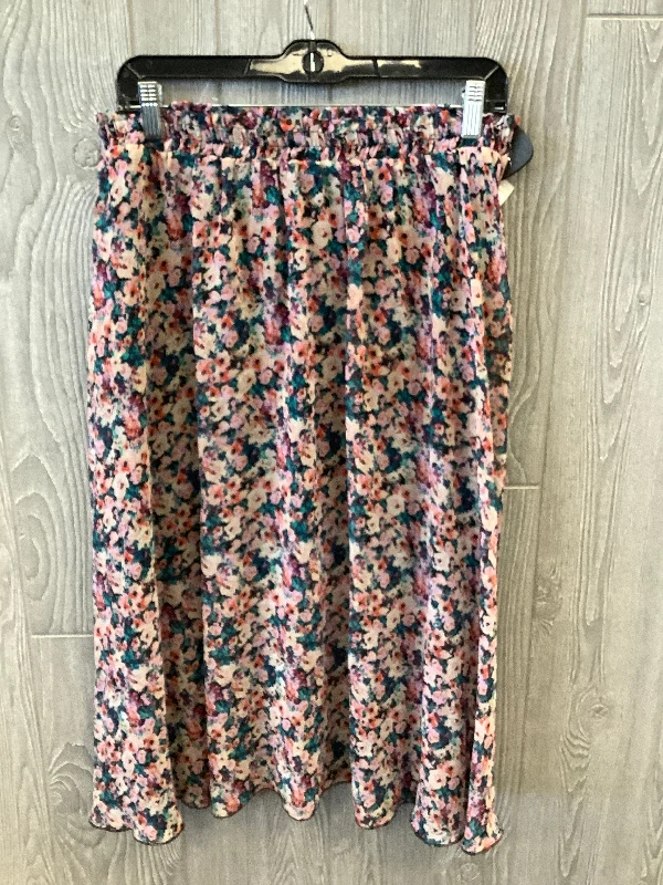 Floral Print Skirt Midi Disney Store, Size 8