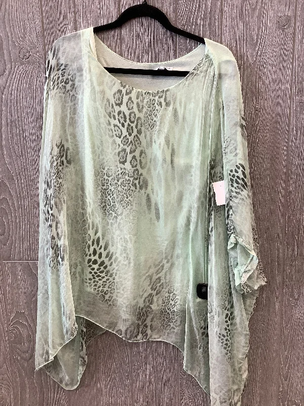 Green Blouse Short Sleeve Clothes Mentor, Size L