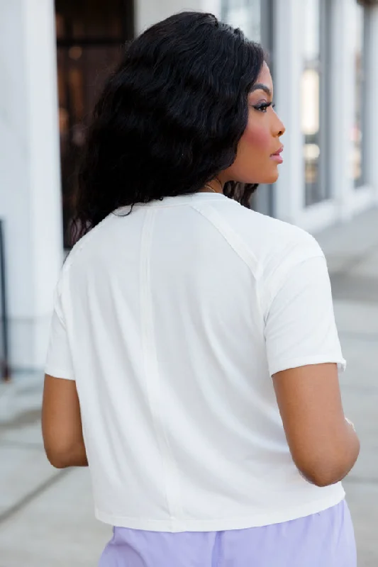 One Step Ahead Ivory Cropped Tee FINAL SALE