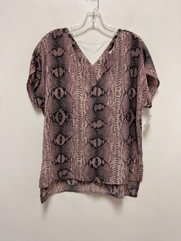 Snakeskin Print Top Short Sleeve Clothes Mentor, Size S