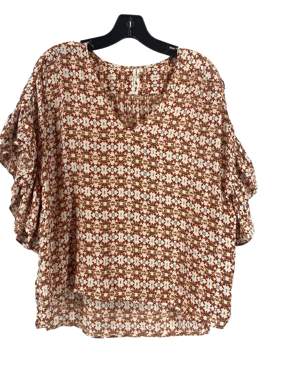 Top Short Sleeve By Anthropologie In Floral Print, Size: M