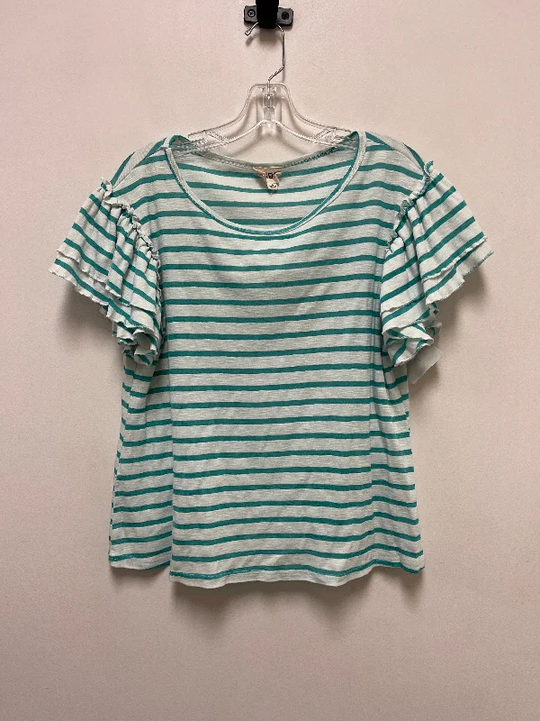 Top Short Sleeve By Bibi In Striped Pattern, Size: L