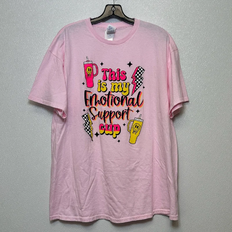 Top Short Sleeve graphic By Clothes Mentor In Pink, Size: Xl