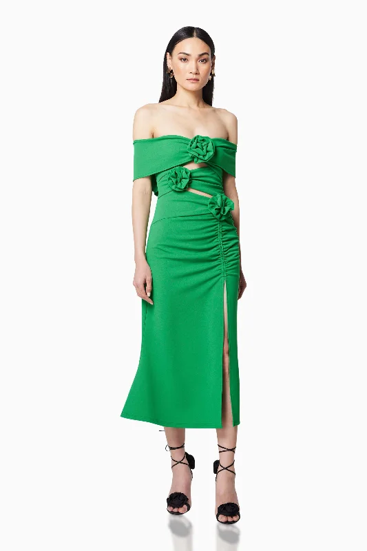 Sardinian 3D Midi Dress in Green